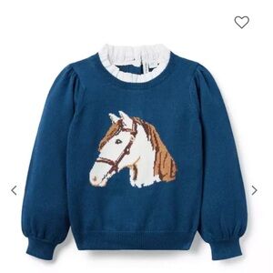 Janie and Jack Blue Horse Motif Sweater